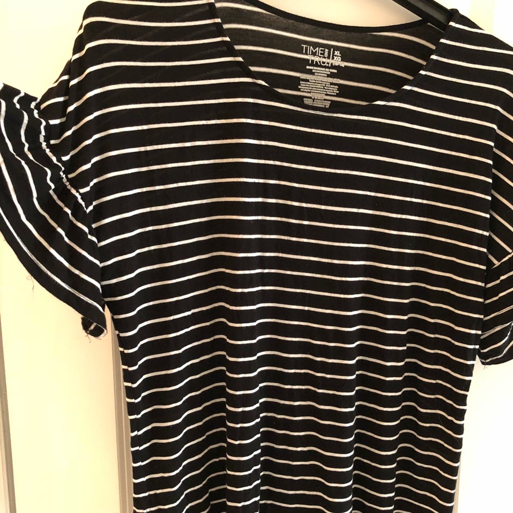 Striped, flare sleeved top